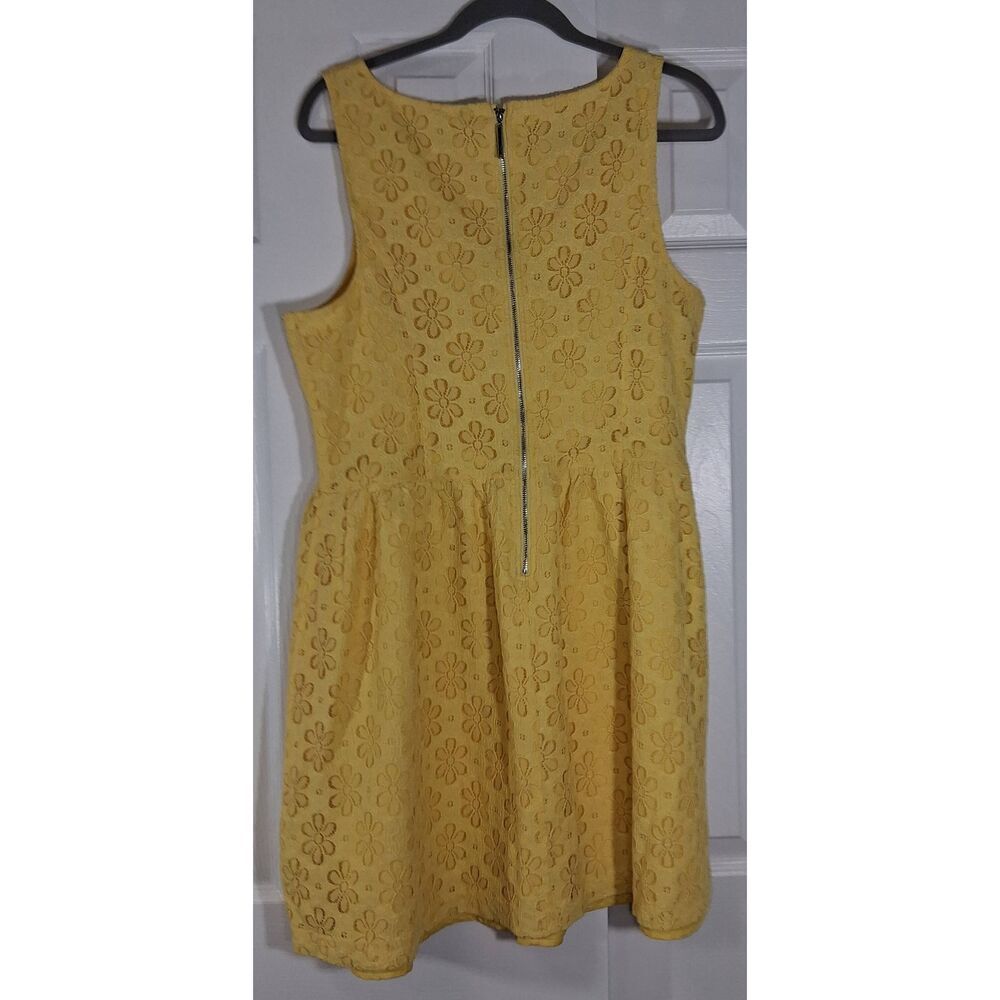 Kensie womens xl eyelet yellow dress spring summer - Picture 5 of 9